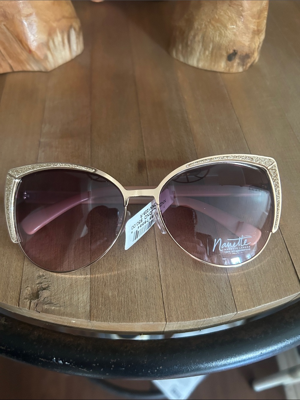 Nannette Gold Frame Sunglasses with Pink Gradient Lenses